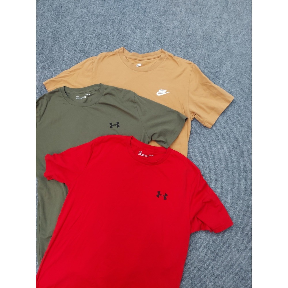 Lot 3 NIKE UNDER ARMOUR Shirt Mens Small Athletic Tee Logo Short Sleeve Gym